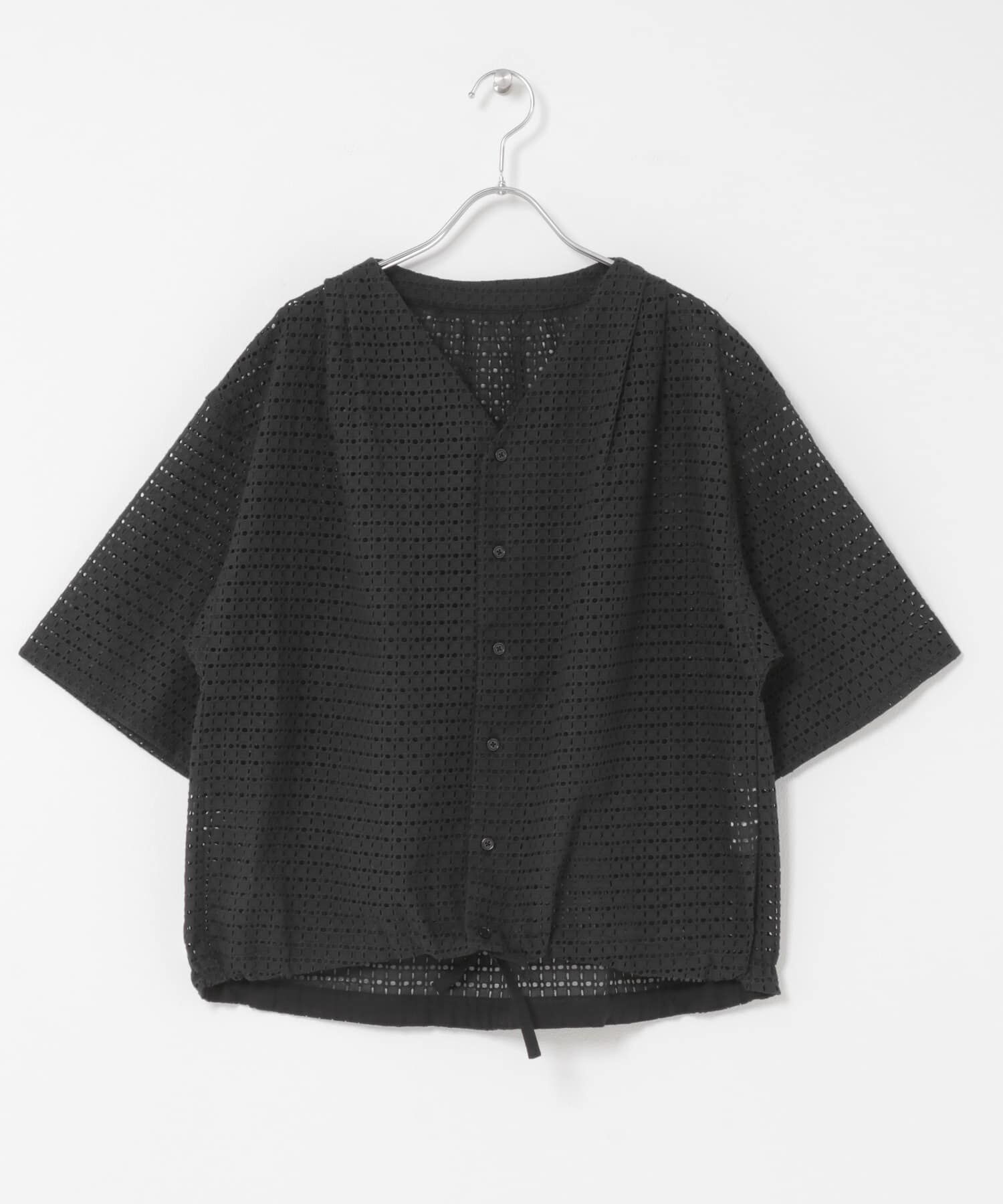 URBAN RESEARCH DOORS「レースドロストハーフスリーブブラウス」|シャツ・ブラウス|