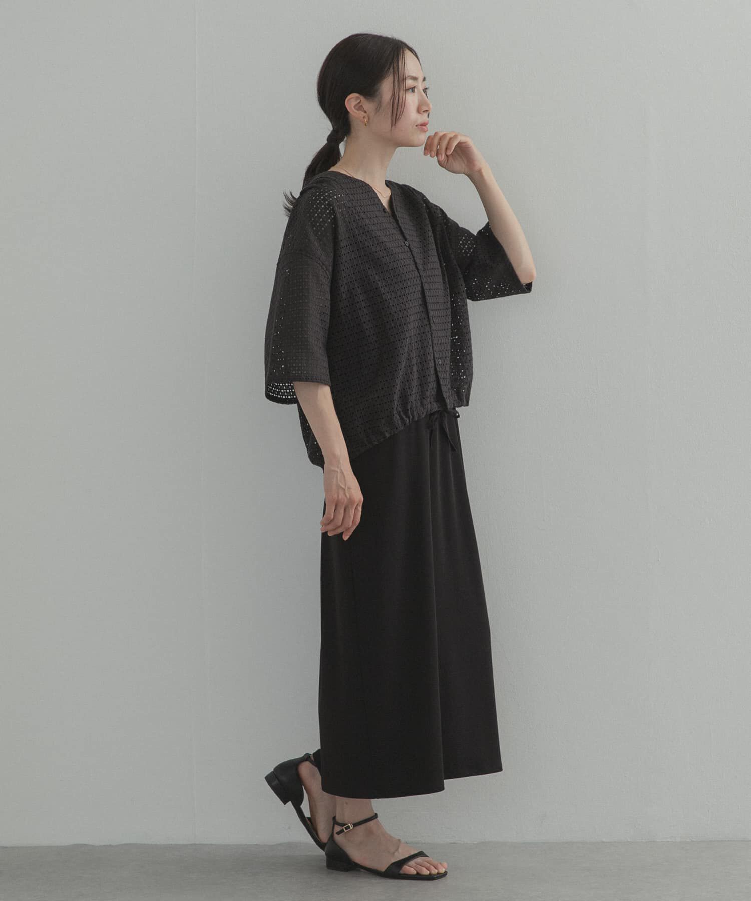 URBAN RESEARCH DOORS「レースドロストハーフスリーブブラウス」|シャツ・ブラウス|