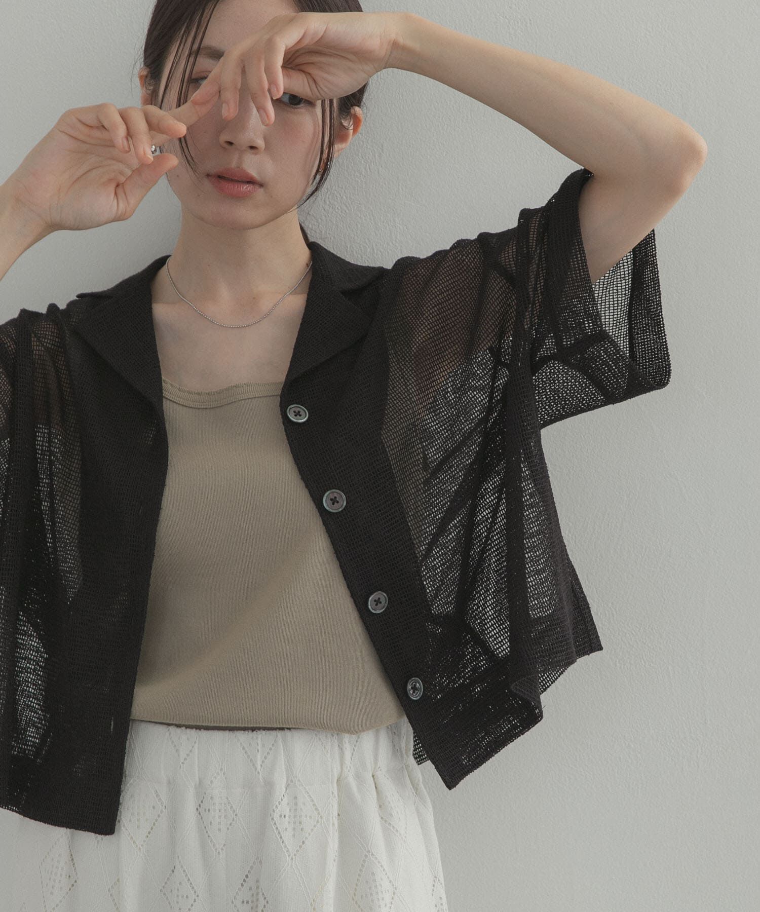URBAN RESEARCH DOORS「オープンカラーメッシュシャツ」|シャツ・ブラウス|