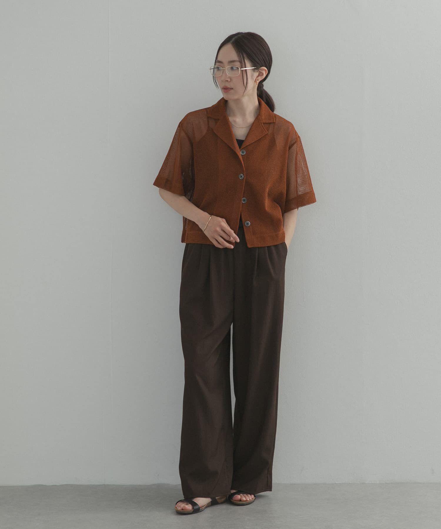 URBAN RESEARCH DOORS「オープンカラーメッシュシャツ」|シャツ・ブラウス|