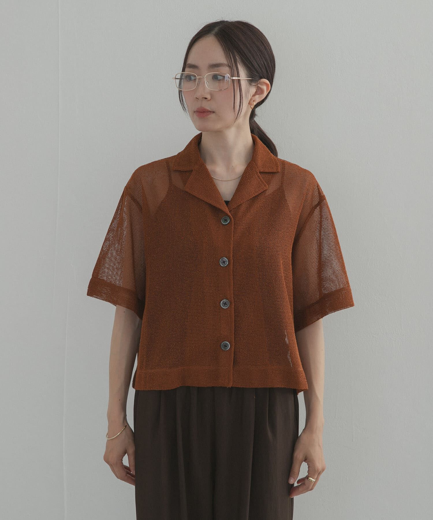 URBAN RESEARCH DOORS「オープンカラーメッシュシャツ」|シャツ・ブラウス|