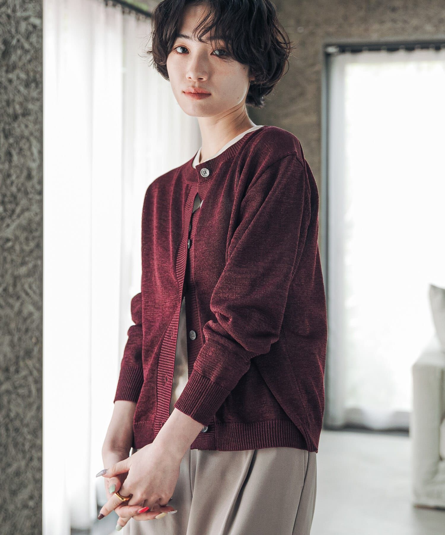 URBAN RESEARCH DOORS「『洗濯可/UVカット』『UR TECH』Aircareニットカーディガン」|カーディガン|