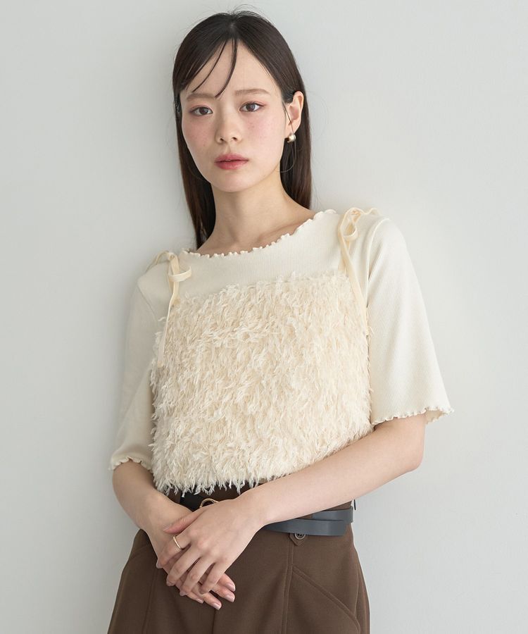 earth music&ecology「ベロアリボンフェザービスチェ」|ベスト・ジレ|