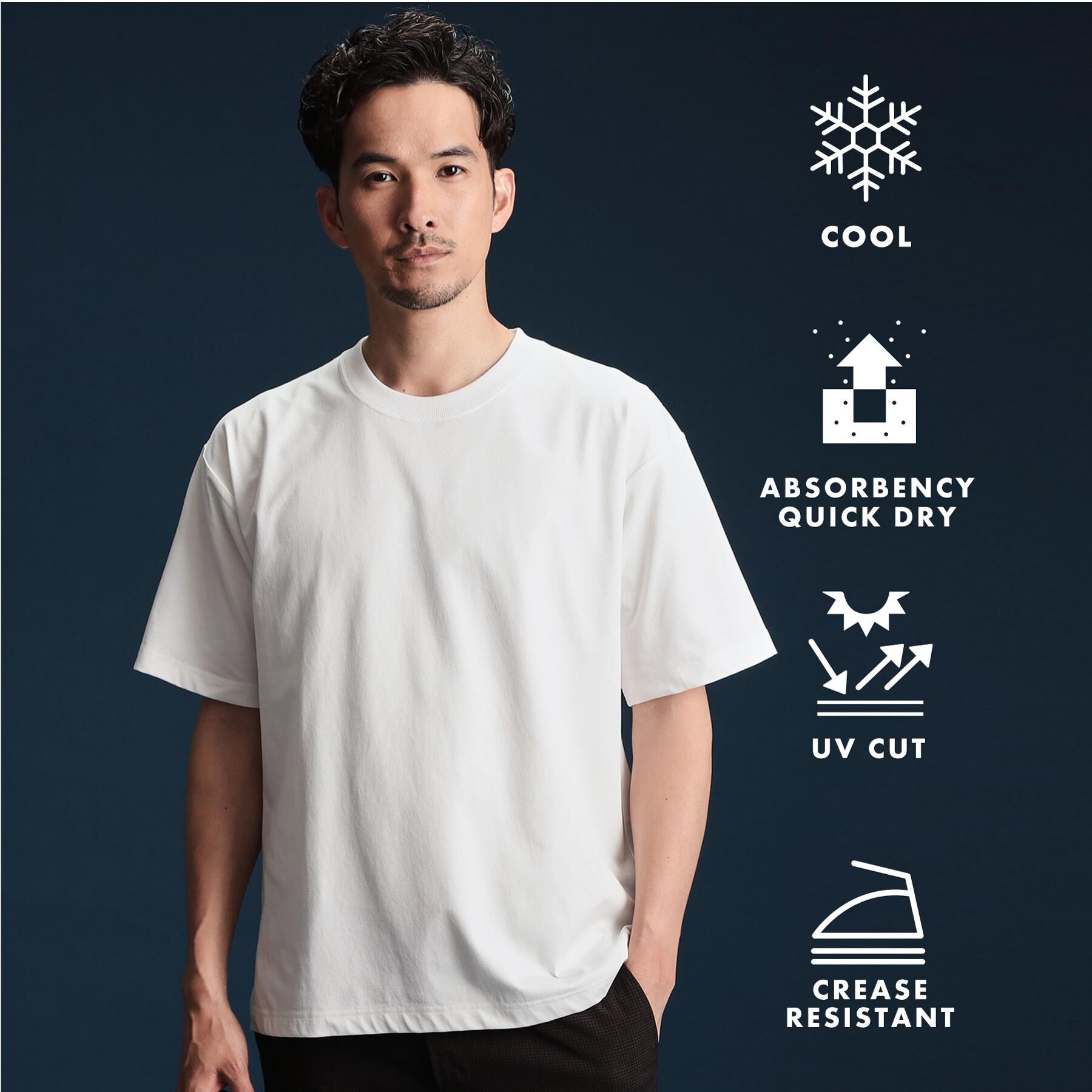 THE SHOP TK「PERFECTEE/パーフェクティー　接触冷感/吸水速乾/UVカット/防シワ/洗濯機OK」|Tシャツ・カットソー|オフホワイト(003