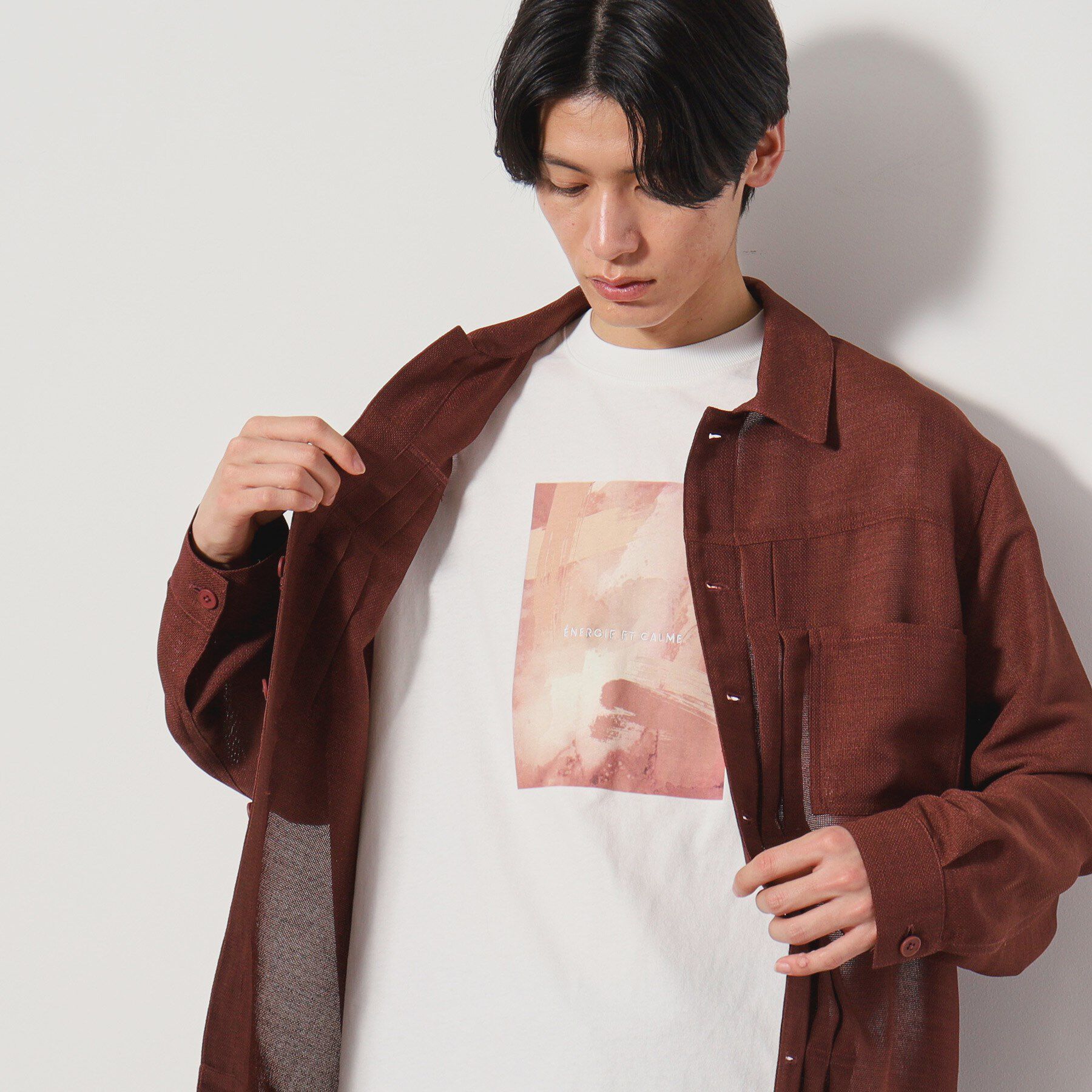 THE SHOP TK「パナマメッシュ シャツジャケット セットアップ可」|ブルゾン・スタジャン|ブラウン(043)