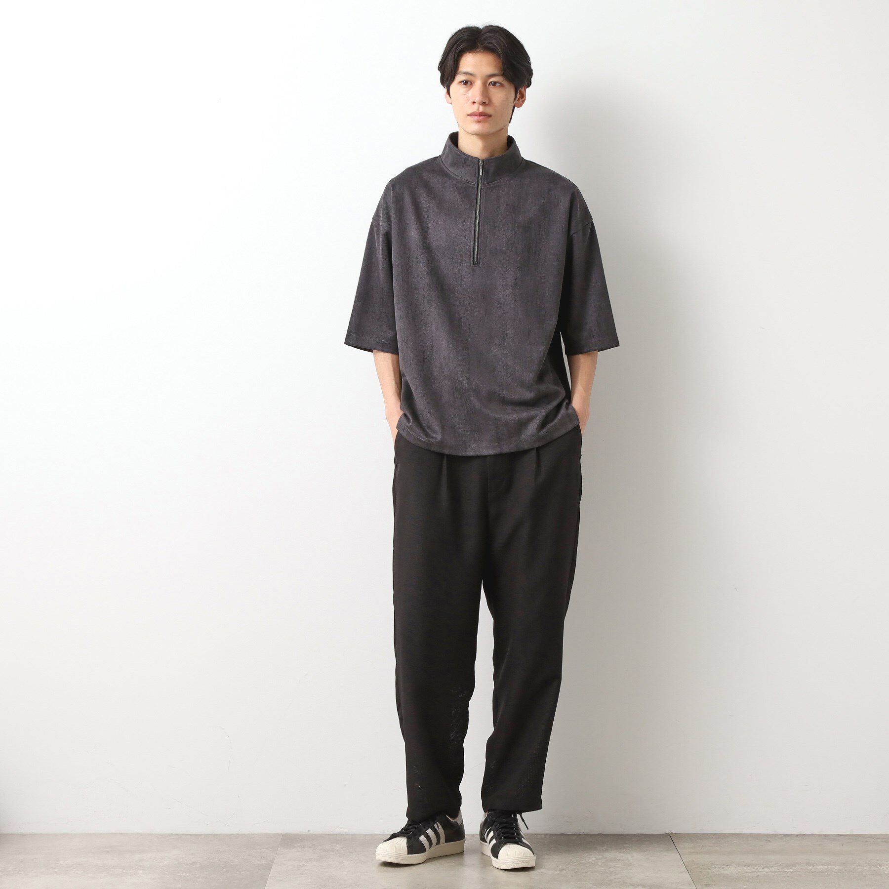 THE SHOP TK「スウェード ハーフジッププルオーバー　洗濯機OK」|Tシャツ・カットソー|