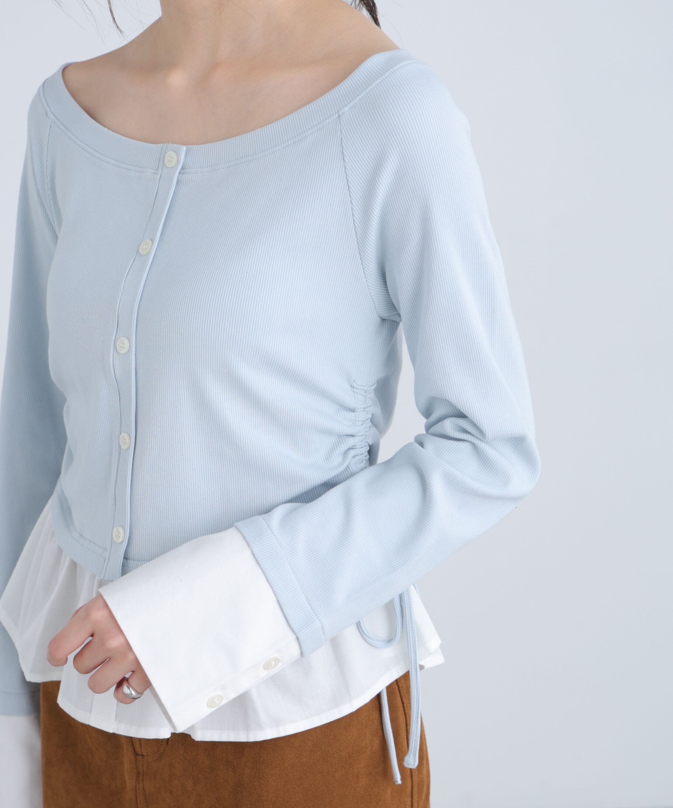  「布帛ドッキングサイドシャーリングカットソー」|Tシャツ・カットソー|