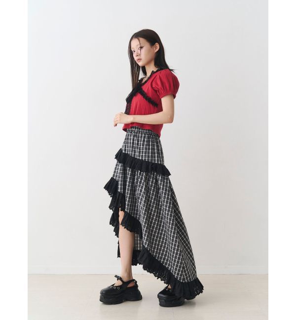 jouetie「レースフリルアシメロングスカート」|スカート|