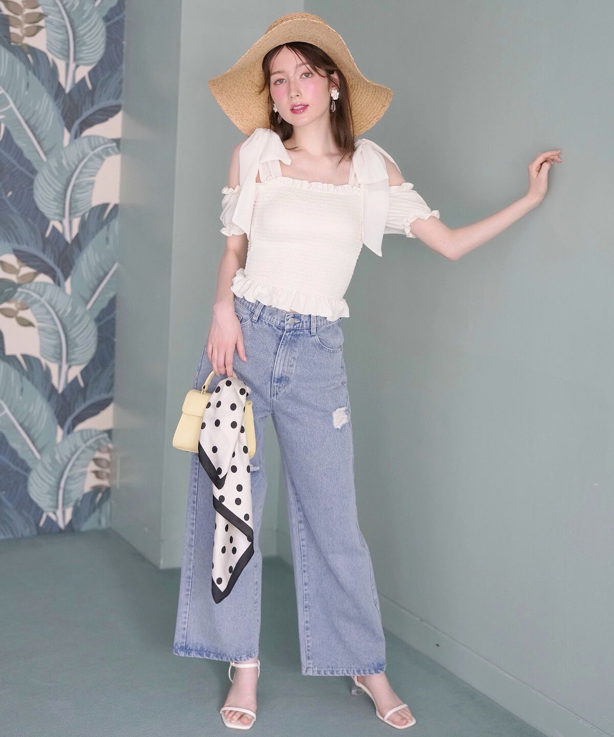 WILLSELECTION「ダメージワイドデニムパンツ」|その他|ブルー