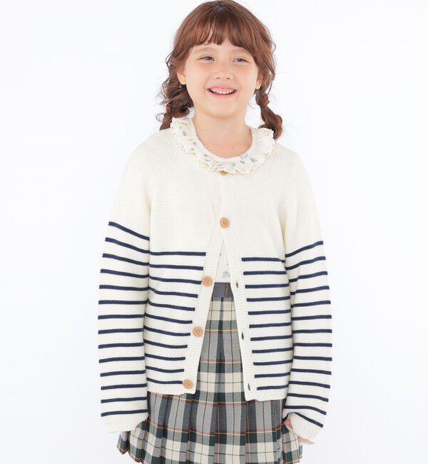 SHIPS KIDS「SHIPS KIDS:100～125cm /〈洗濯機可能〉ボーダー カーディガン」|カーディガン|