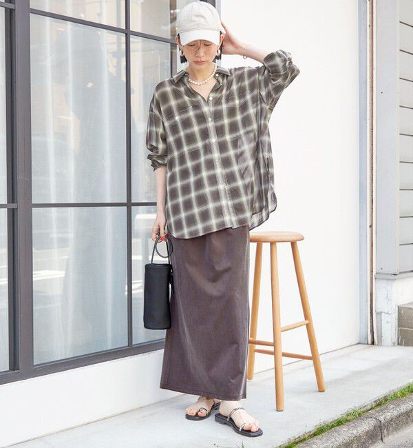 SHIPS for women「《予約》〈手洗い可能〉シアー チェック オーバー サイズ シャツ」|シャツ・ブラウス|