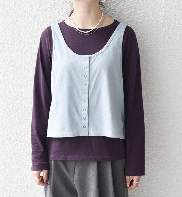 SHIPS any「《予約》SHIPS any:〈洗濯機可能〉レイヤード ロングスリーブ TEE &times; タンク セット」|Tシャツ・カットソー|