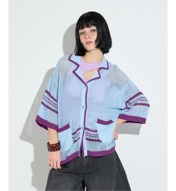 JOINT WORKS「ANNA SUI NYC / アナスイエヌワイシー メッシュニットハンソデカーディガン」|カーディガン|サックスブルー