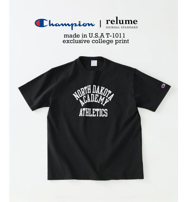 JOURNAL STANDARD relume「CHAMPION / チャンピオン 別注 T1011 カレッジプリント Tシャツ」|Tシャツ・カットソー|ブラック B