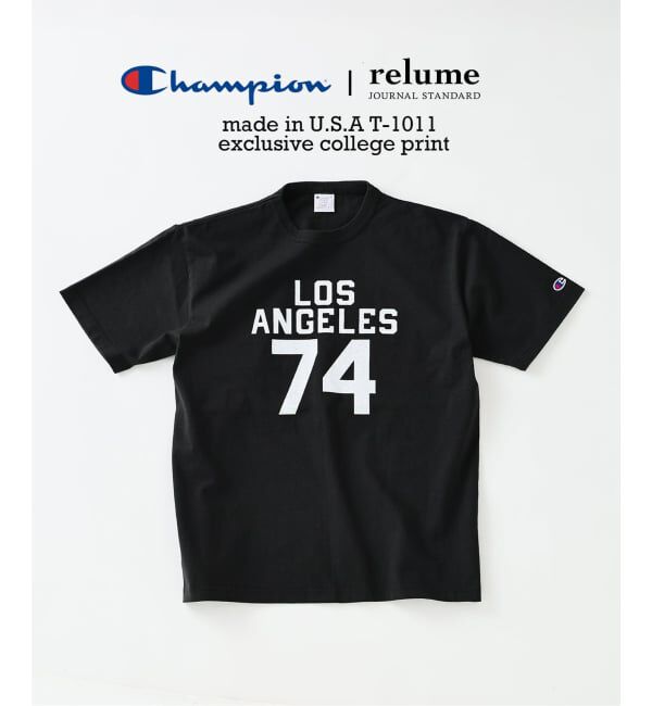 JOURNAL STANDARD relume「CHAMPION / チャンピオン 別注 T1011 カレッジプリント Tシャツ」|Tシャツ・カットソー|ブラック C