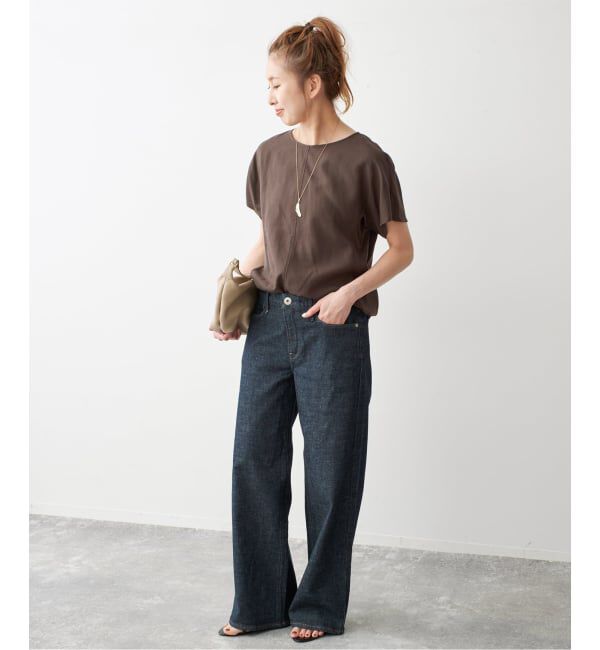Spick and Span「《手洗い可》ハイブリッドリネンTブラウス」|シャツ・ブラウス|