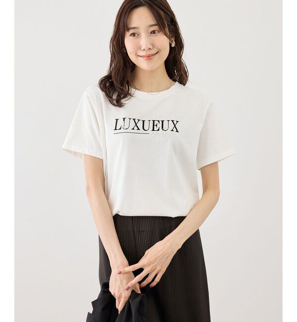 Rope&rsquo;Picnic「パール付きロゴTシャツ/UVカット・接触冷感・汗染み防止」|Tシャツ・カットソー|