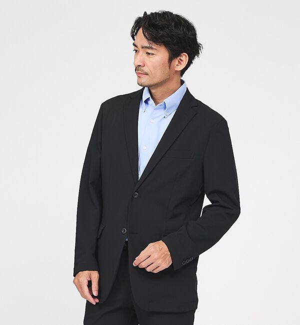 ABAHOUSE「【接触冷感/セットアップ対応】ナイロンジャガード ストレッチ シングルジャケット」|テーラードジャケット|
