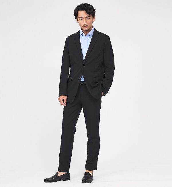 ABAHOUSE「【接触冷感/セットアップ対応】ナイロンジャガード ストレッチ シングルジャケット」|テーラードジャケット|