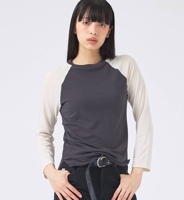 Rouge vif「【JOHNBULL/ジョンブル】ベースボールTEE/ラグランスリーブ【WEB限定」|Tシャツ・カットソー|チャコールグレー