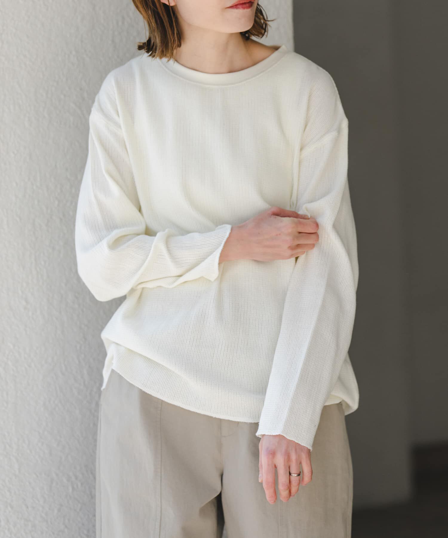 URBAN RESEARCH DOORS「FORK&SPOON　メッシュロングスリーブプルオーバー」|Tシャツ・カットソー|