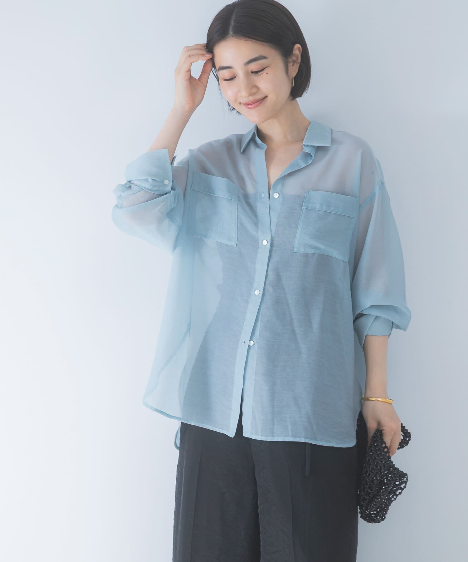 URBAN RESEARCH ROSSO「シアースキッパーシャツ」|シャツ・ブラウス|ブルー系その他