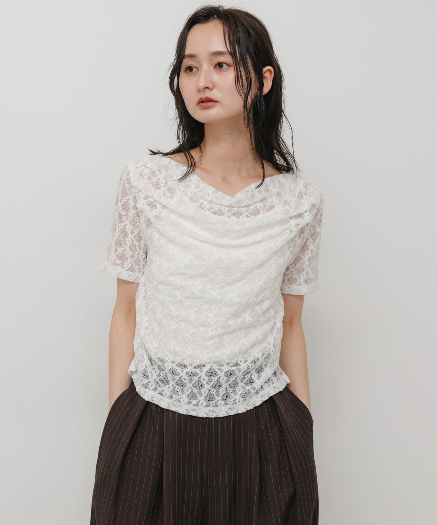 SENSE OF PLACE by URBAN RESEARCH「レースドレープトップ」|Tシャツ・カットソー|