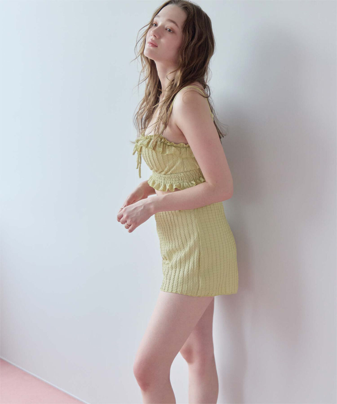 SEA DRESS「3点セット/フリルデザインジャガードビキニ&times;ショートパンツ/水着」|ビキニ|