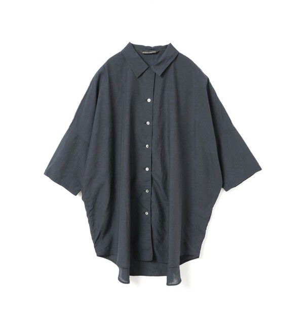 mizuiro ind「mizuiro ind ハーフスリーブワイドシャツ」|シャツ・ブラウス|ネイビー