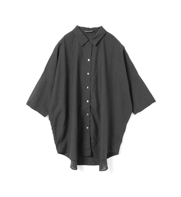 mizuiro ind「mizuiro ind ハーフスリーブワイドシャツ」|シャツ・ブラウス|ブラック