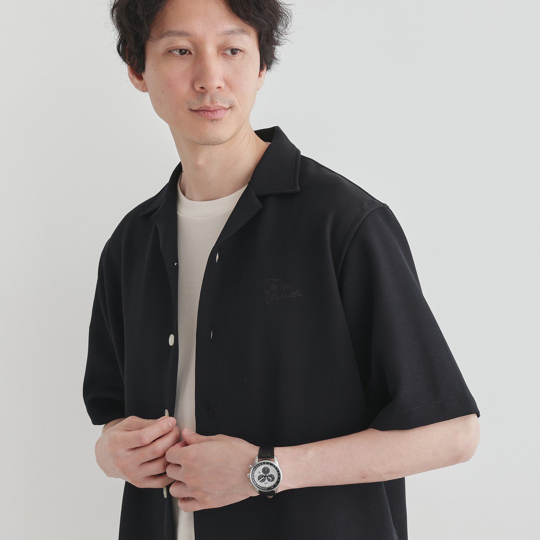 TAKEO KIKUCHI「【LIMITED】ハンドライティングロゴ 1ポイントジャージ半袖シャツ」|シャツ・ブラウス|