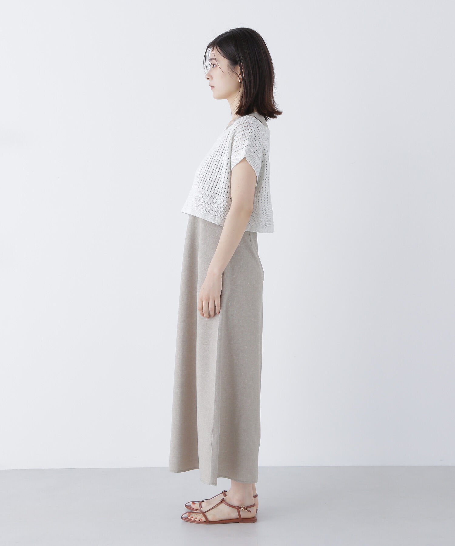  「透かし編みニット＆アメスリワンピース」|ワンピース|