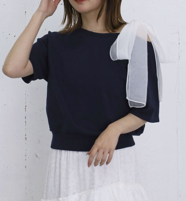 archives「オーガンジーリボンオフショルスウェット」|Tシャツ・カットソー|
