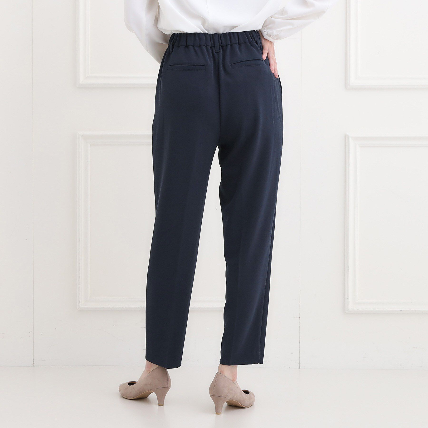 SHOO･LA･RUE「【洗濯機可/セットアップ可/S-3L】きちんと楽に。カットジョーゼット テーパードパンツ」|その他|