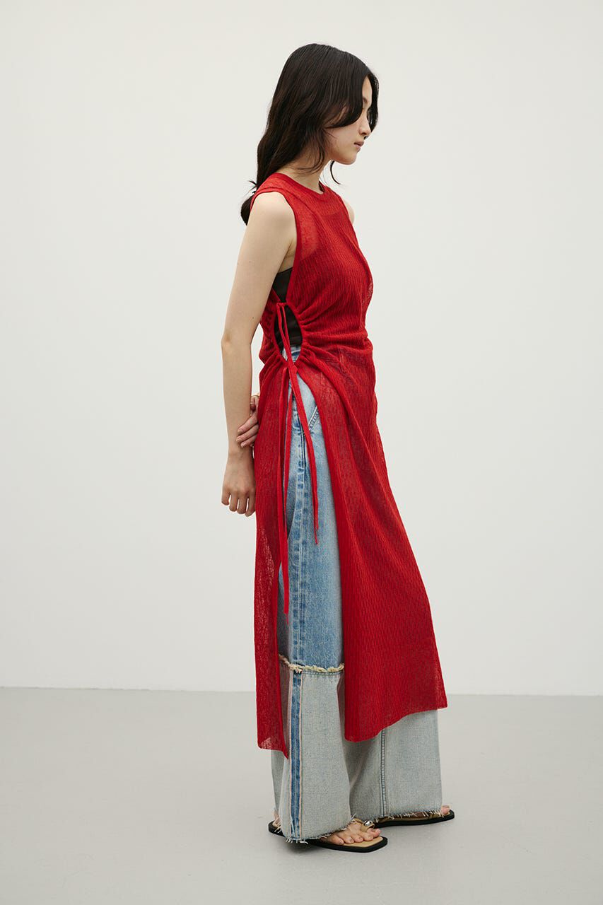 STYLEMIXER「サイドホールシアーニットワンピ」|ワンピース|RED
