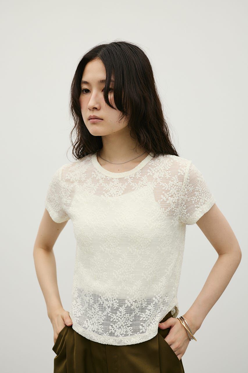 STYLEMIXER「ジャガードレースカットトップ」|Tシャツ・カットソー|