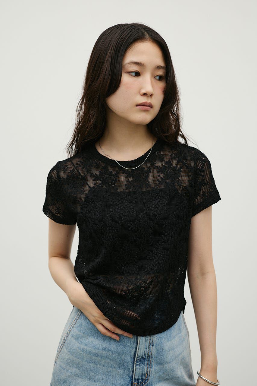 STYLEMIXER「ジャガードレースカットトップ」|Tシャツ・カットソー|