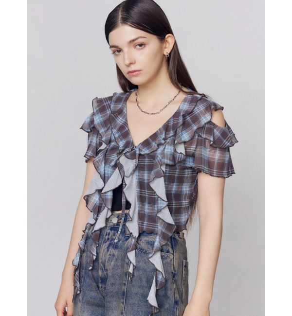 EMODA「ラッフルカットアウトトップ」|Tシャツ・カットソー|
