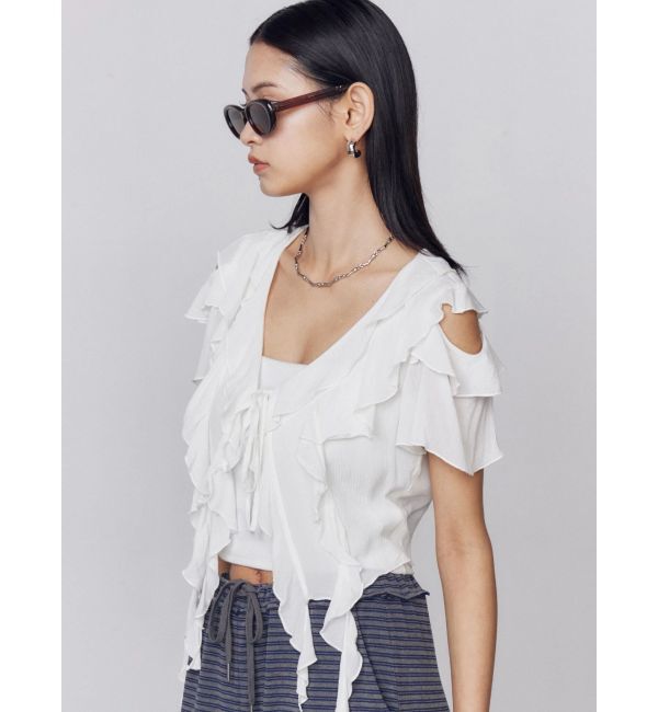 EMODA「ラッフルカットアウトトップ」|Tシャツ・カットソー|