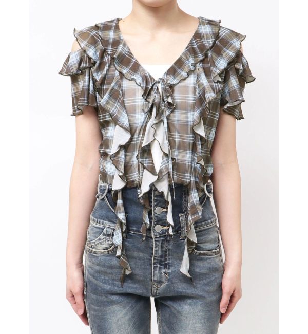 EMODA「ラッフルカットアウトトップ」|Tシャツ・カットソー|