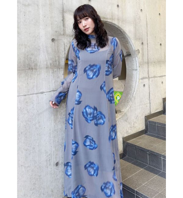 MURUA「ニュアンスフラワープリントワンピース」|ワンピース|