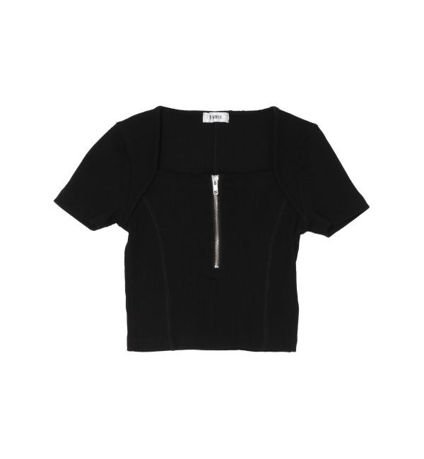 EVRIS「スクエアネックフロントZIPトップス」|Tシャツ・カットソー|