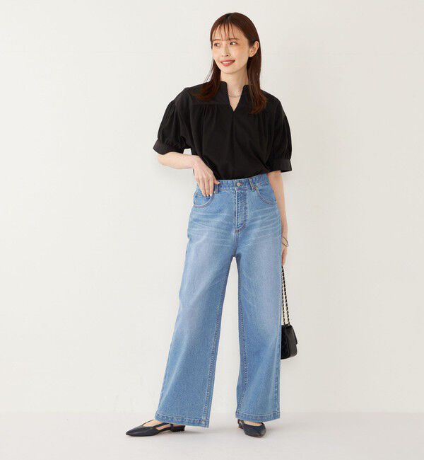 SHIPS Colors 「SHIPS Colors:〈手洗い可能〉ハイツイスト コンビ スキッパー プルオーバー」|Tシャツ・カットソー|