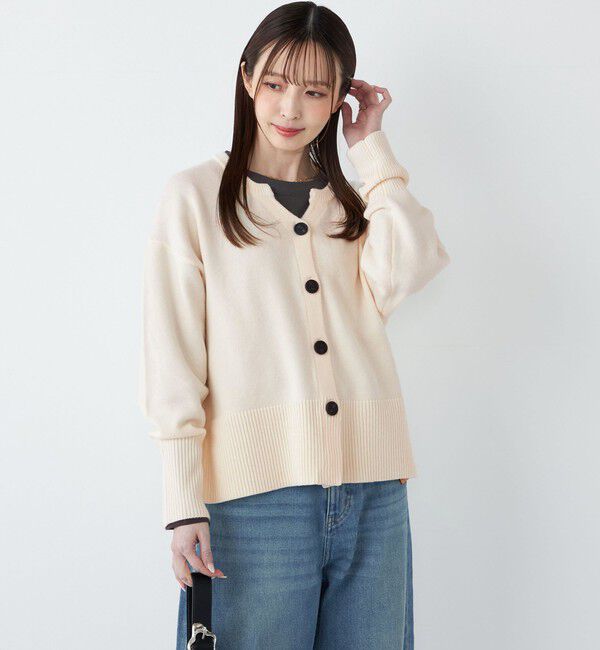 SHIPS Colors 「SHIPS Colors:〈手洗い可能〉フラッフィー キーネック カーディガン 2」|カーディガン|