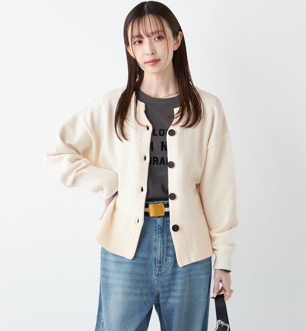 SHIPS Colors 「SHIPS Colors:〈手洗い可能〉フラッフィー キーネック カーディガン 2」|カーディガン|