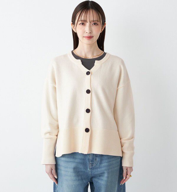 SHIPS Colors 「SHIPS Colors:〈手洗い可能〉フラッフィー キーネック カーディガン 2」|カーディガン|