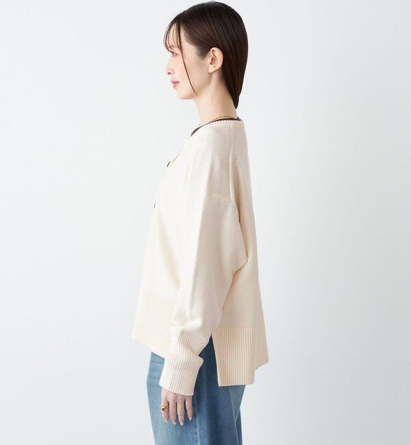 SHIPS Colors 「SHIPS Colors:〈手洗い可能〉フラッフィー キーネック カーディガン 2」|カーディガン|