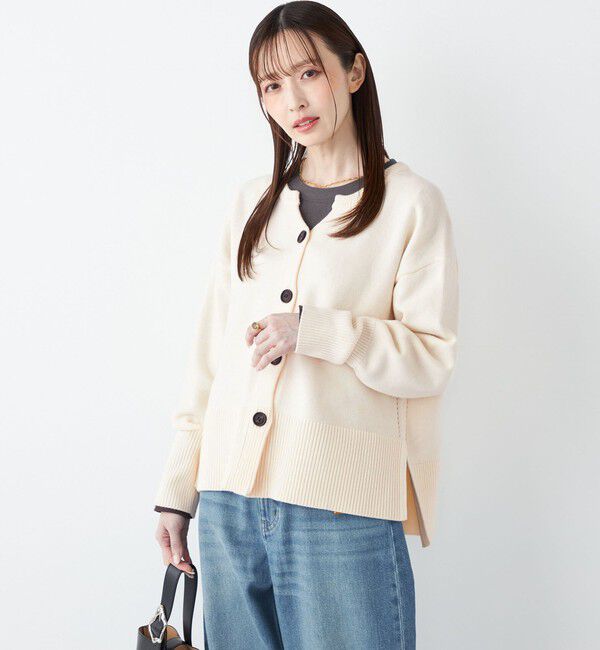SHIPS Colors 「SHIPS Colors:〈手洗い可能〉フラッフィー キーネック カーディガン 2」|カーディガン|