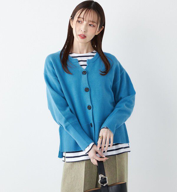 SHIPS Colors 「SHIPS Colors:〈手洗い可能〉フラッフィー キーネック カーディガン 2」|カーディガン|