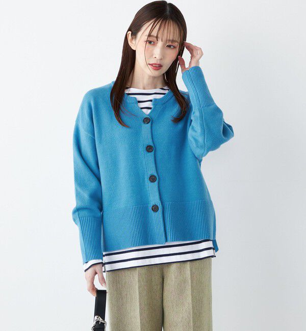 SHIPS Colors 「SHIPS Colors:〈手洗い可能〉フラッフィー キーネック カーディガン 2」|カーディガン|